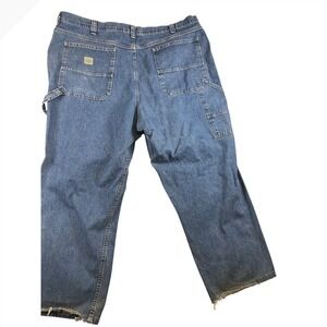 Lee Dungarees Men Jeans Carpenter Style‎ Blue Denim Size 50x32 Distressed Hem